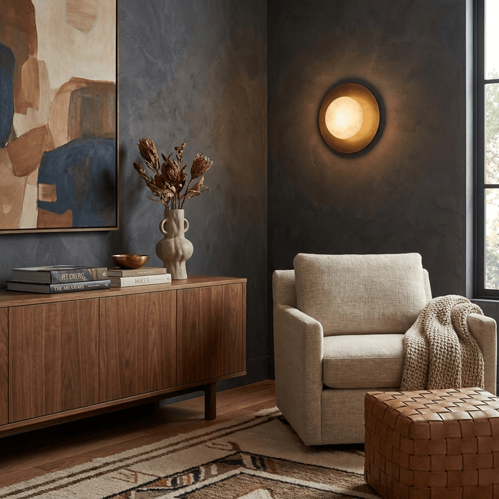 Selene Alabaster Moon Wall Sconce - Vakkerlight