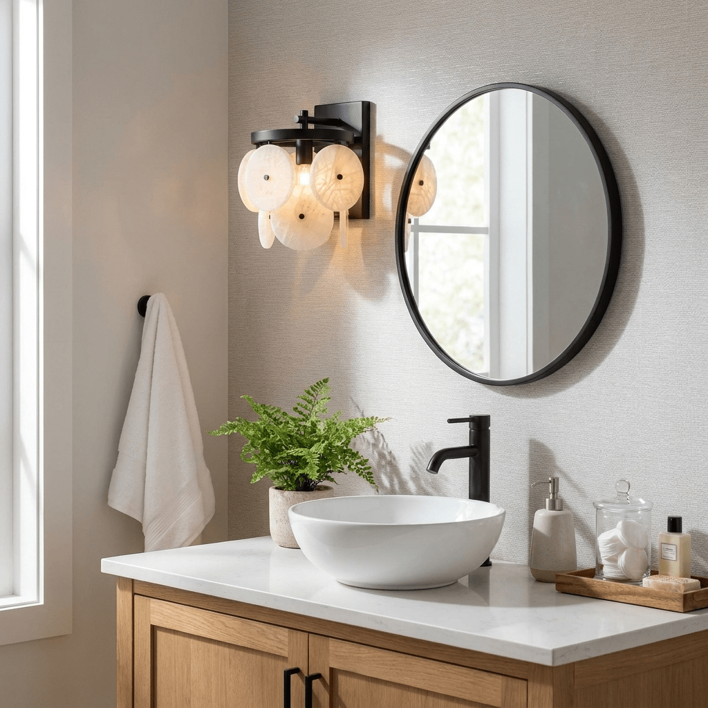 Rosette Alabaster Disc Sconce - Vakkerlight