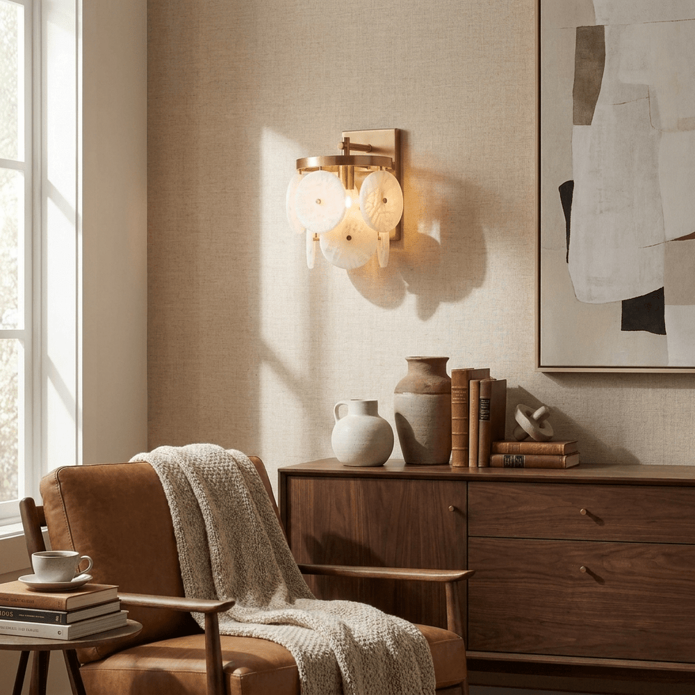 Rosette Alabaster Disc Sconce - Vakkerlight