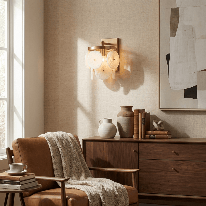 Rosette Alabaster Disc Sconce - Vakkerlight