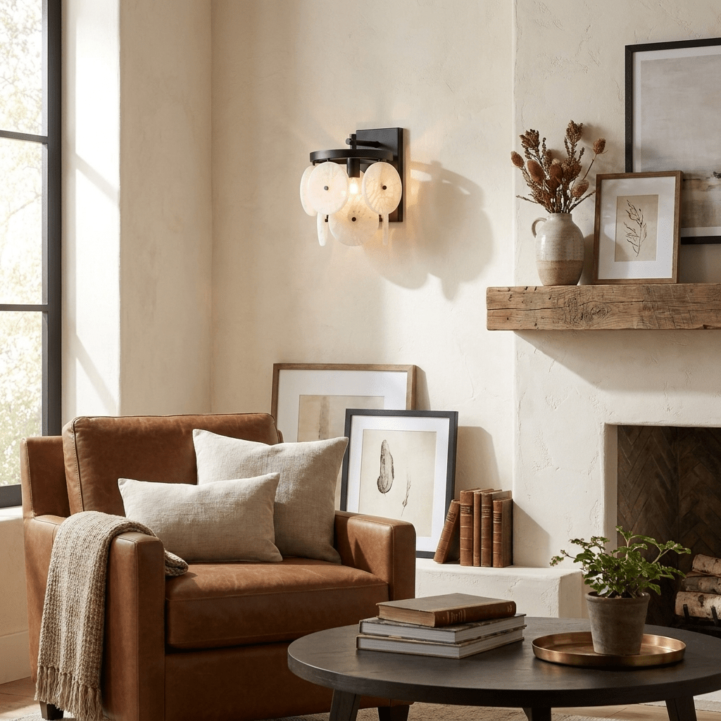 Rosette Alabaster Disc Sconce - Vakkerlight
