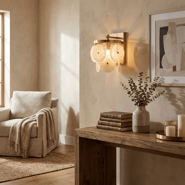 Rosette Alabaster Disc Sconce - Vakkerlight