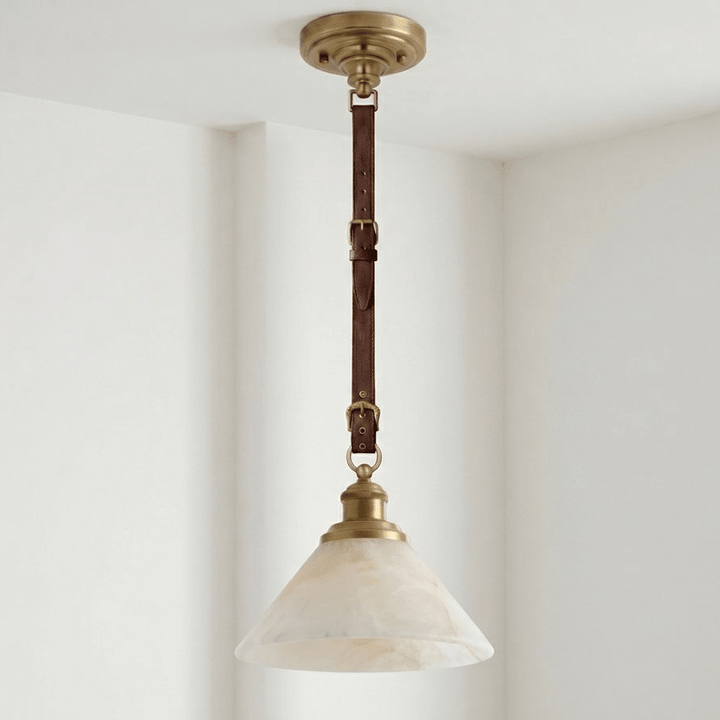 Camden Leather Strap Alabaster Pendant Lamp - Vakkerlight