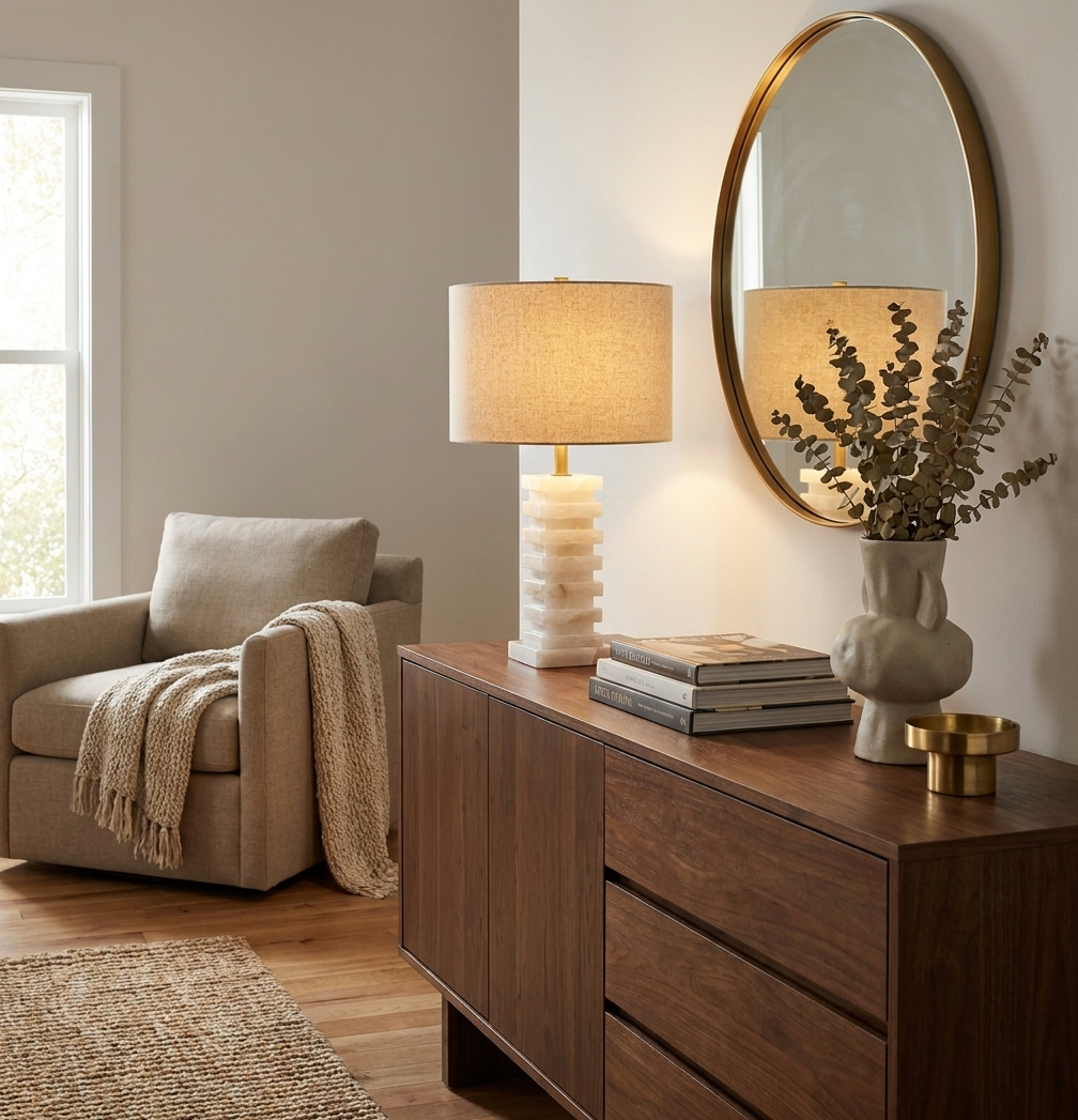Stacked Alabaster Table Lamp – detail 2