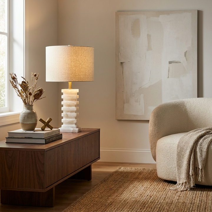 Stacked Alabaster Table Lamp – detail 3