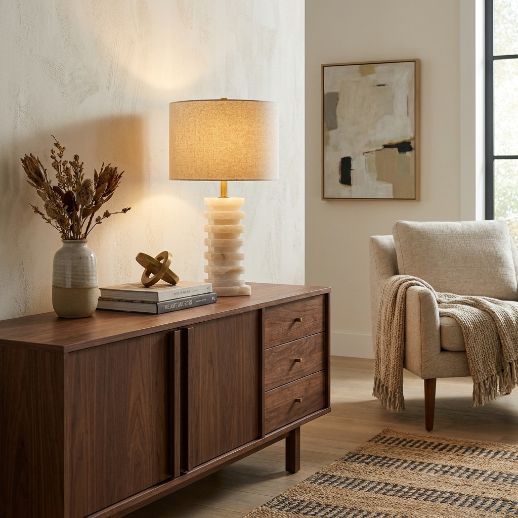 Stacked Alabaster Table Lamp – detail 4