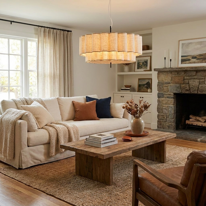 Rowan Fluted Fabric Pendant Lamp – detail 8