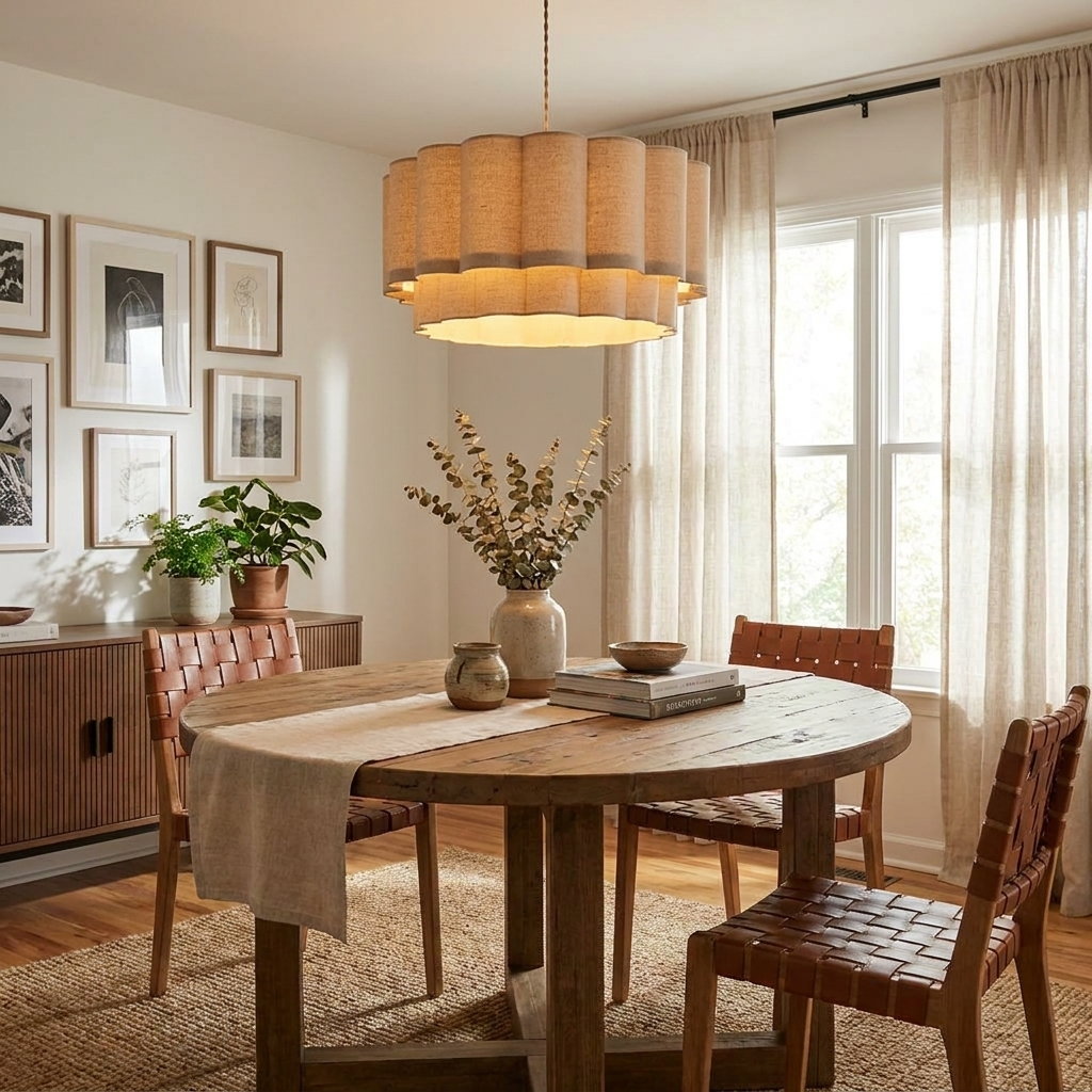 Corolla Fluted Linen Pendant Lamp