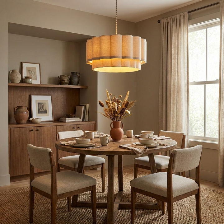 Corolla Fluted Linen Pendant Lamp