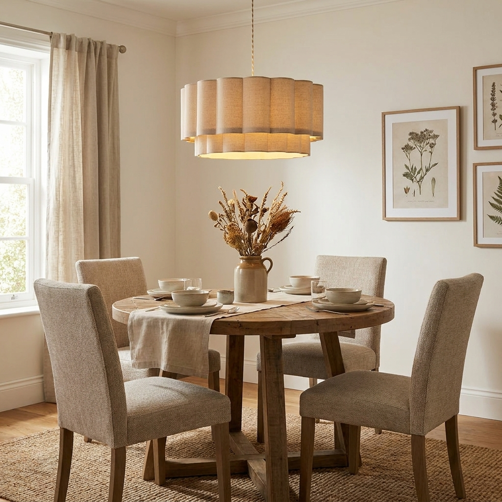Corolla Fluted Linen Pendant Lamp
