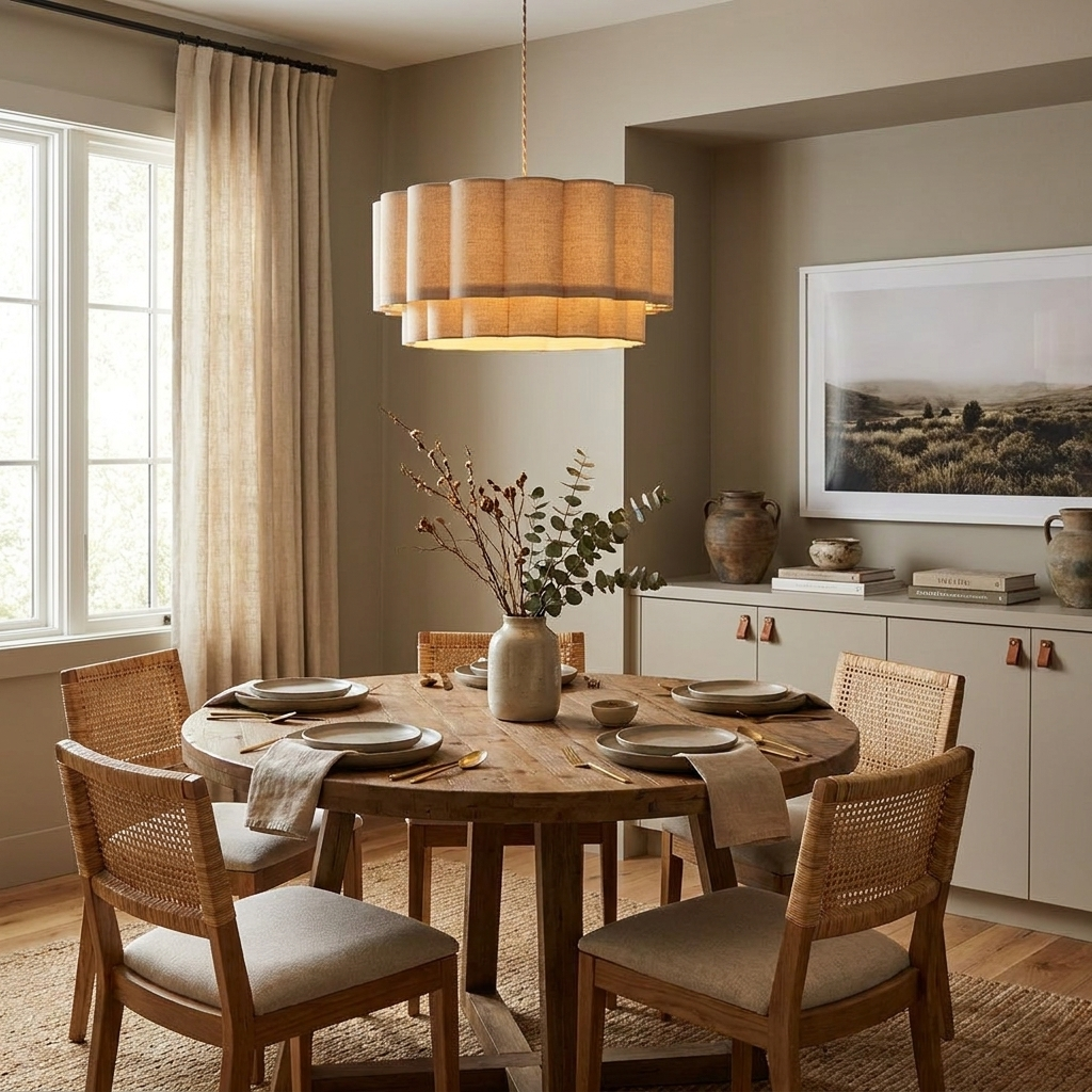 Corolla Fluted Linen Pendant Lamp