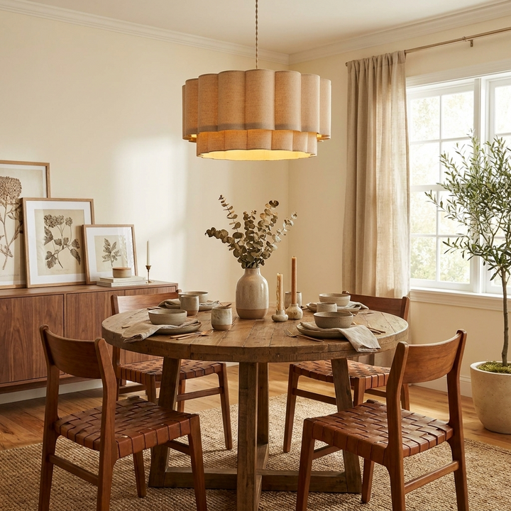 Corolla Fluted Linen Pendant Lamp