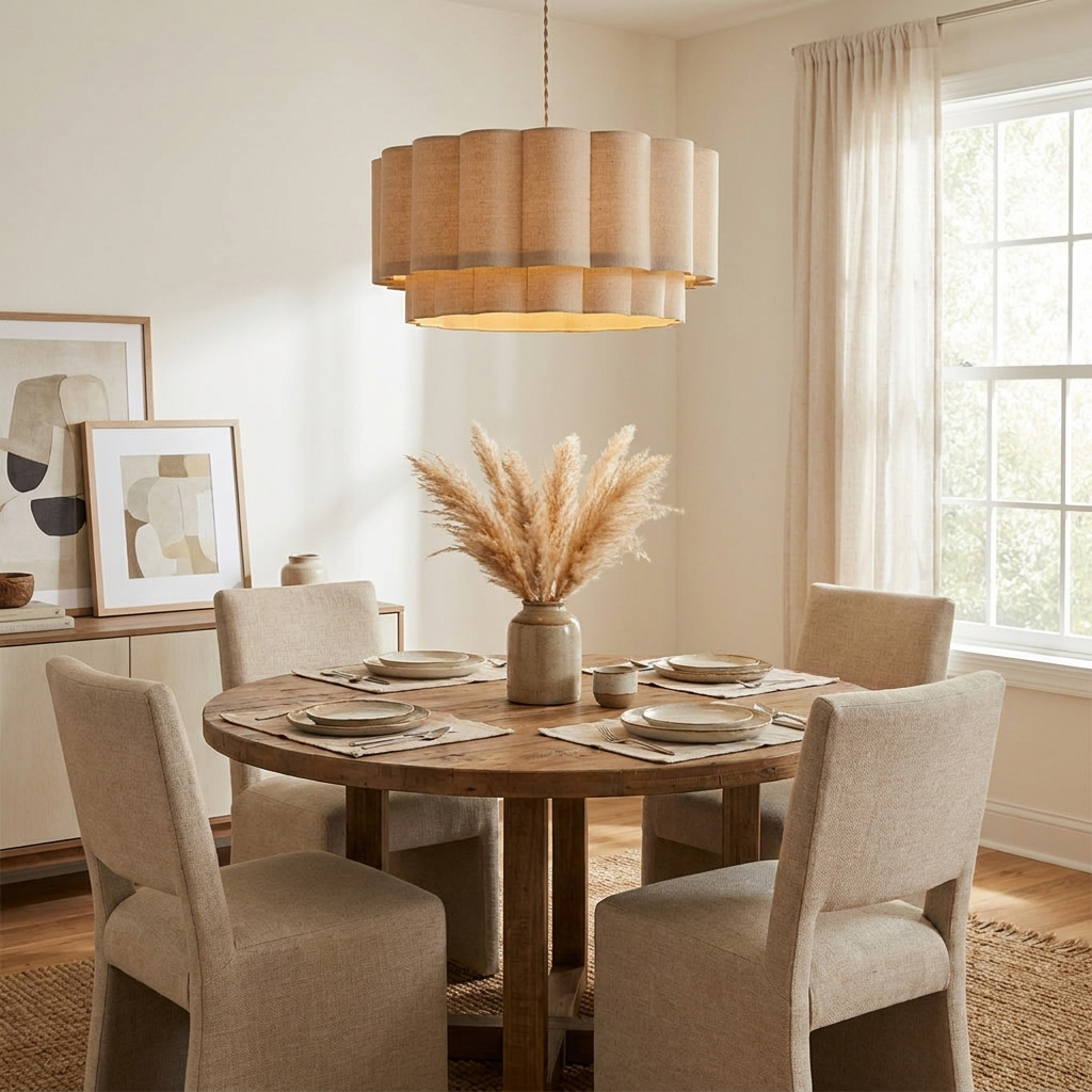 Corolla Fluted Linen Pendant Lamp