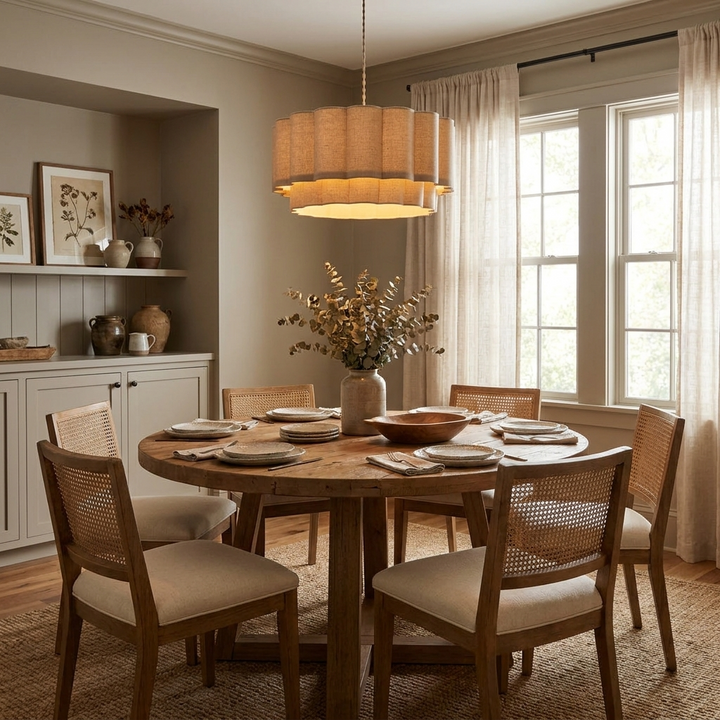 Corolla Fluted Linen Pendant Lamp