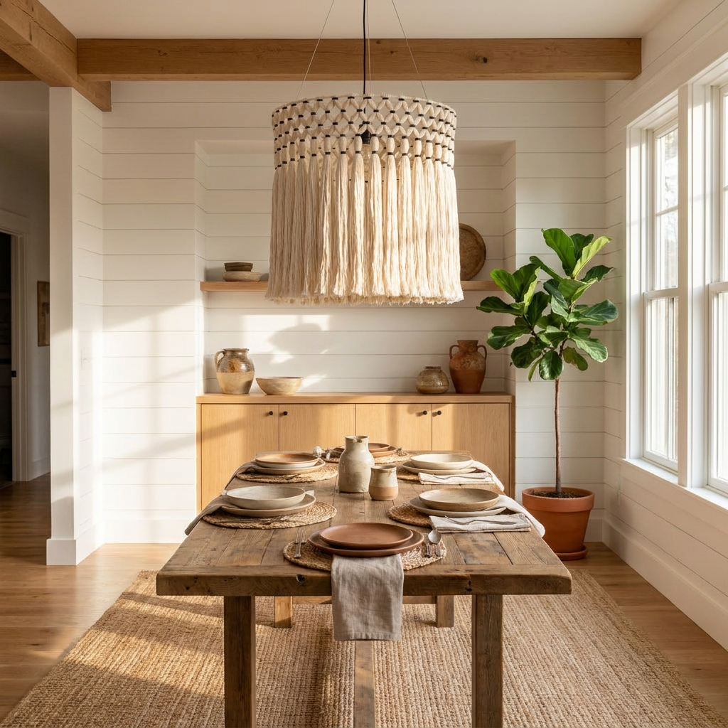 Thatch Macrame Tassel Pendant Lamp