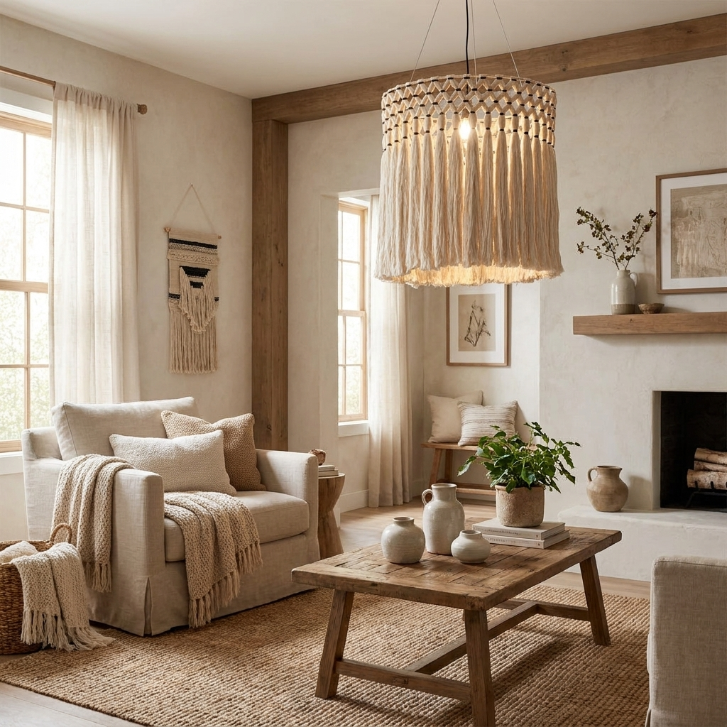 Thatch Macrame Tassel Pendant Lamp
