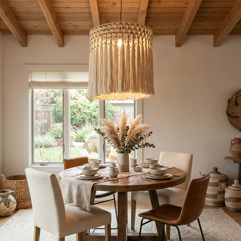 Thatch Macrame Tassel Pendant Lamp