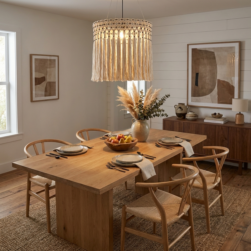 Thatch Macrame Tassel Pendant Lamp