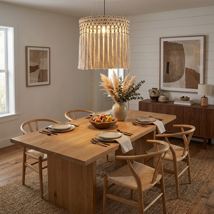 Thatch Macrame Tassel Pendant Lamp