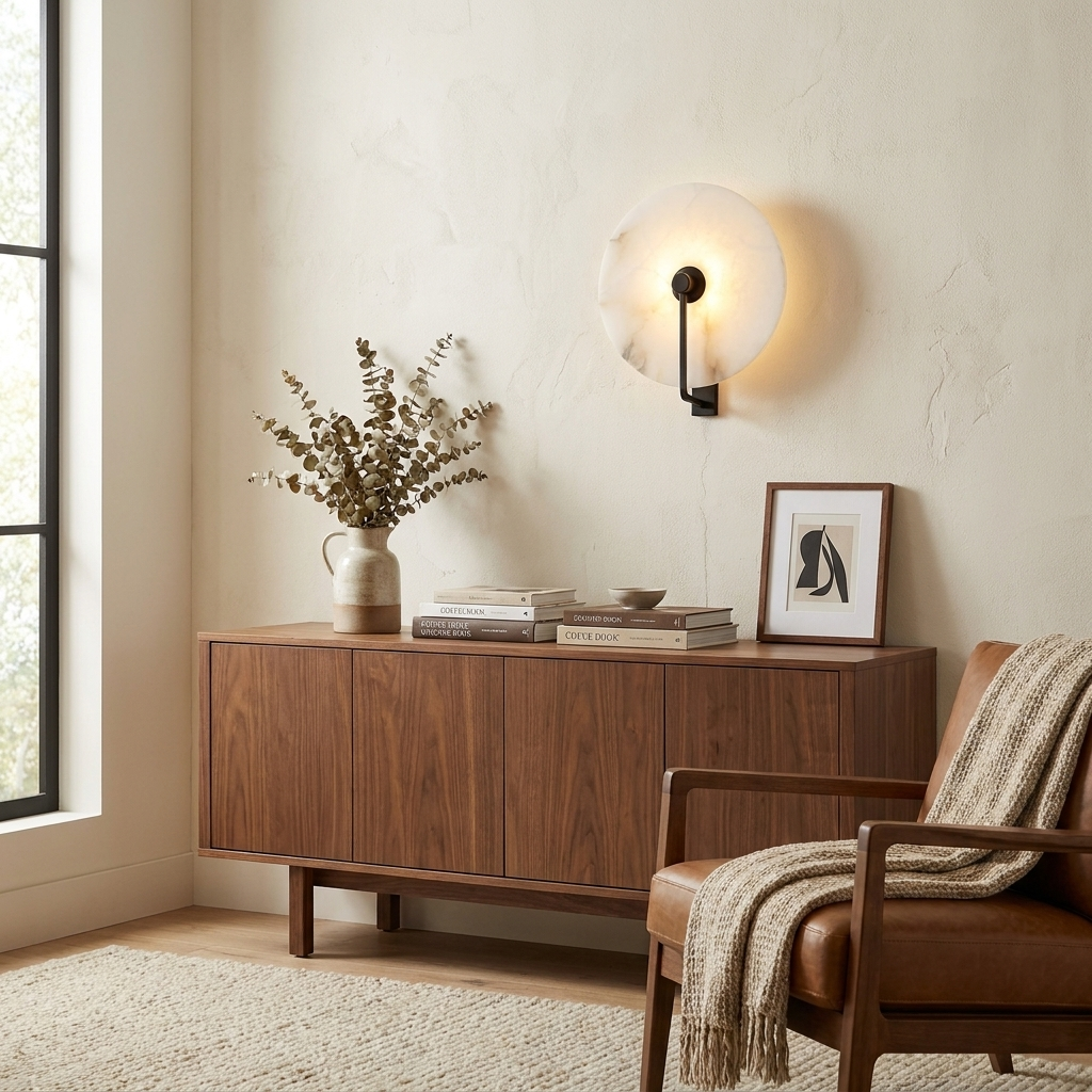 Medallion Alabaster Wall Sconce