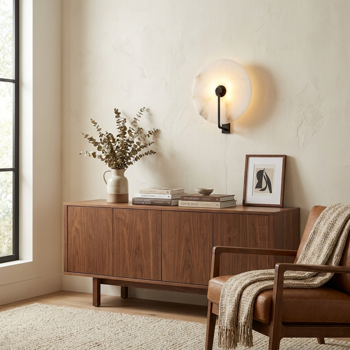 Medallion Alabaster Wall Sconce