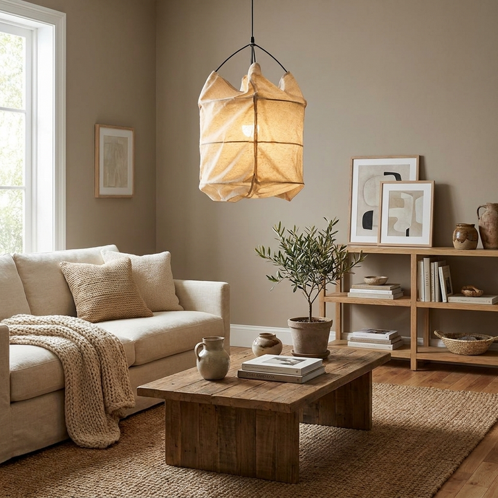 Cocoon Fabric Cage Pendant Lamp