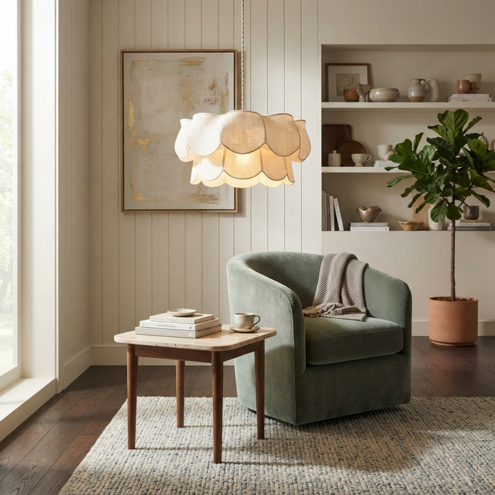 Lampada a Sospensione Camellia in Tessuto