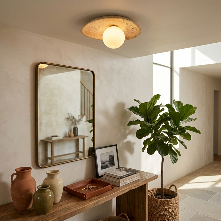 Ovella Travertine Pebble Ceiling Light