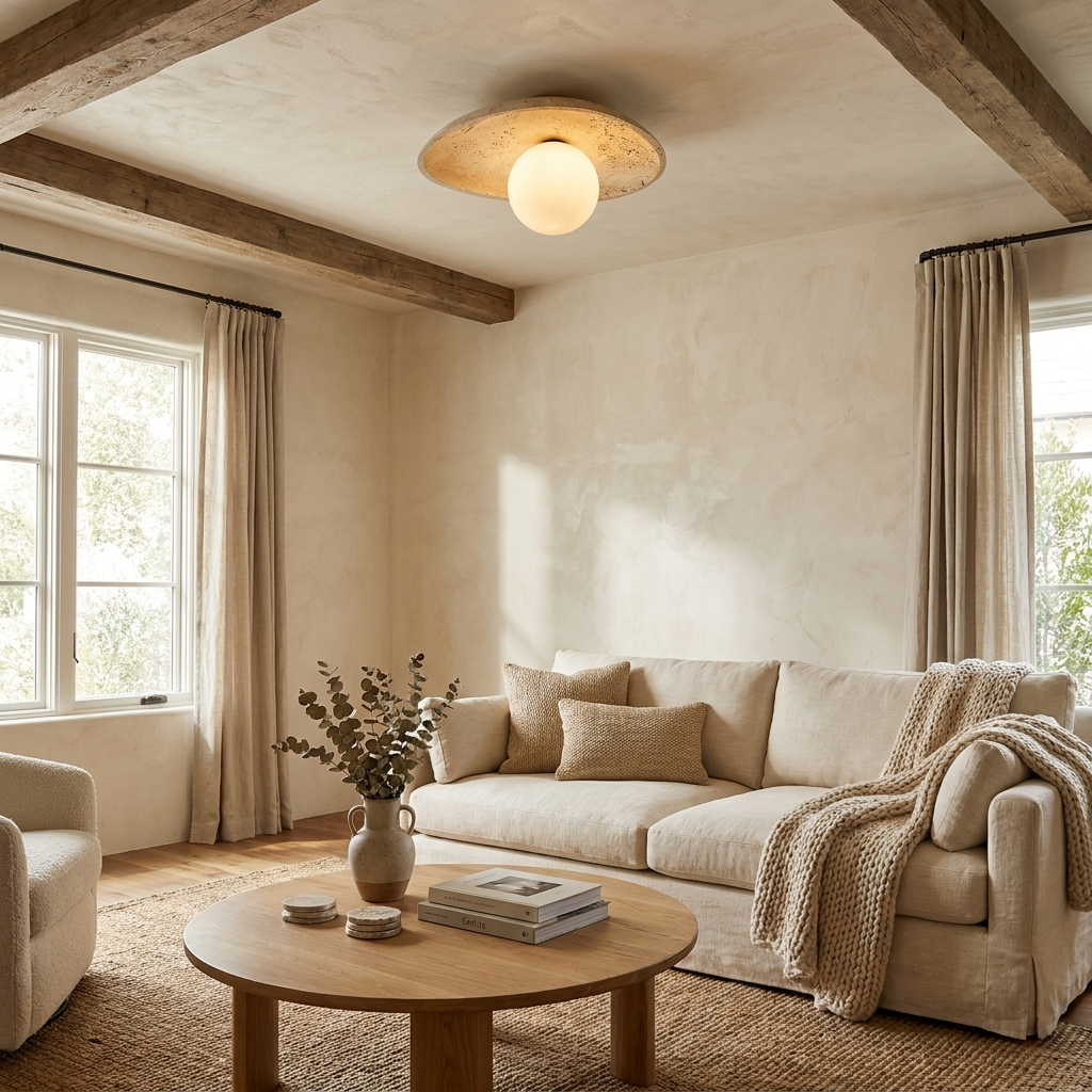 Ovella Travertine Pebble Ceiling Light