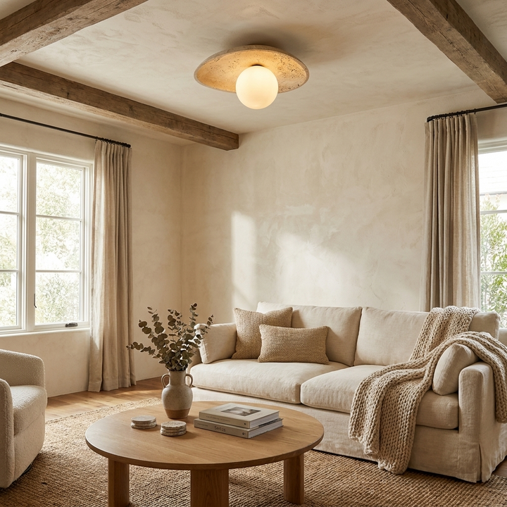 Ovella Travertine Pebble Ceiling Light