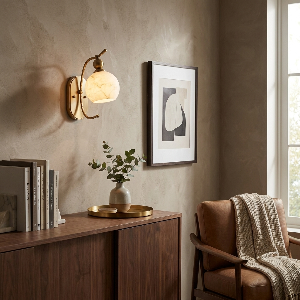 Spirelle Twisted Arm Alabaster Wall Sconce