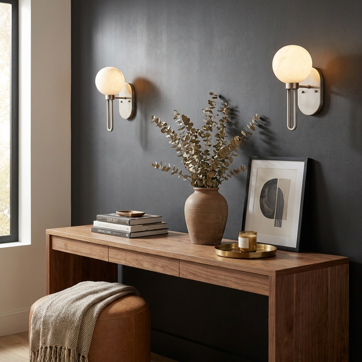Noctelle Alabaster Globe Wall Sconce
