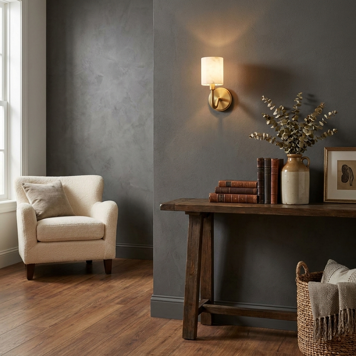 Pellarine Alabaster Cylinder Wall Sconce