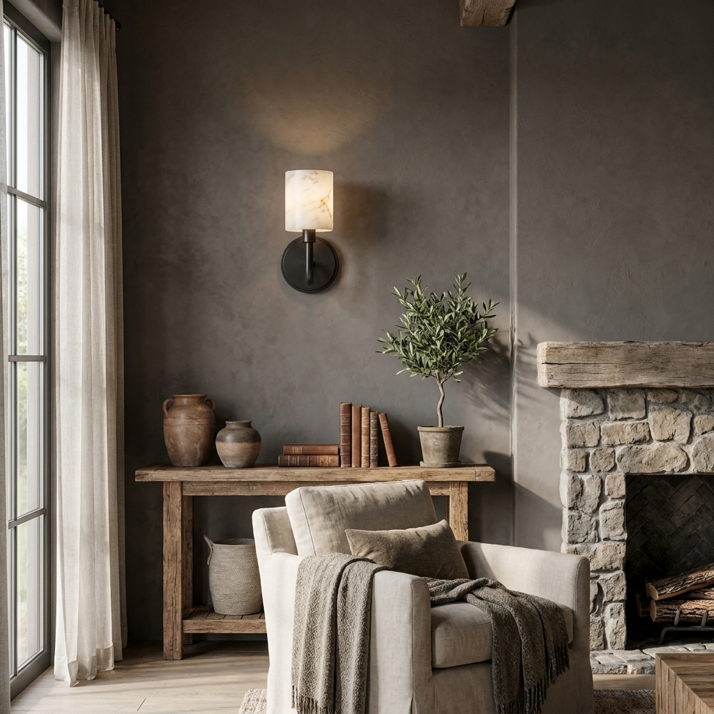 Pellarine Alabaster Cylinder Wall Sconce