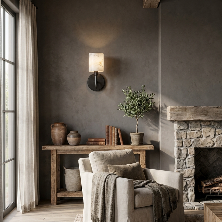 Pellarine Alabaster Cylinder Wall Sconce