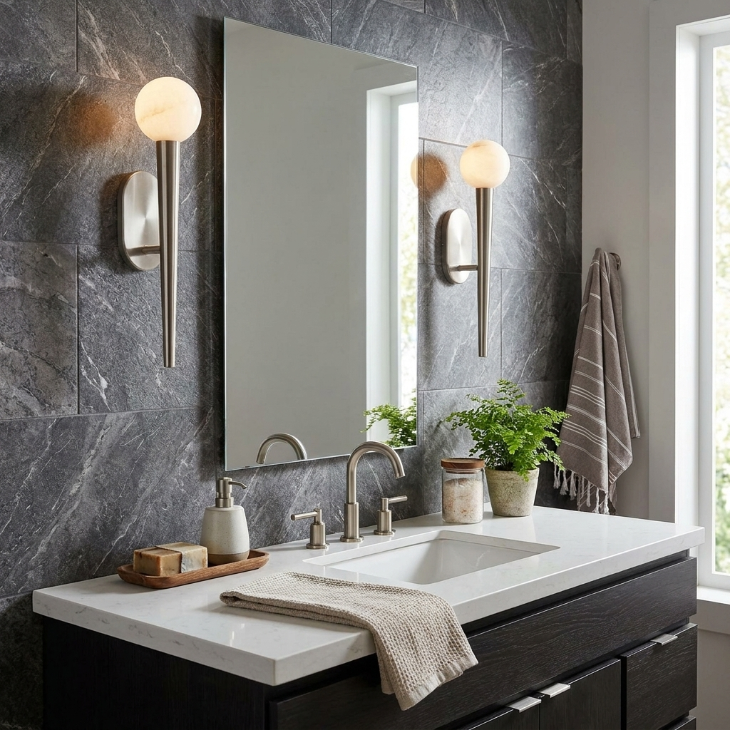 Fiorvane Alabaster Torch Wall Sconce