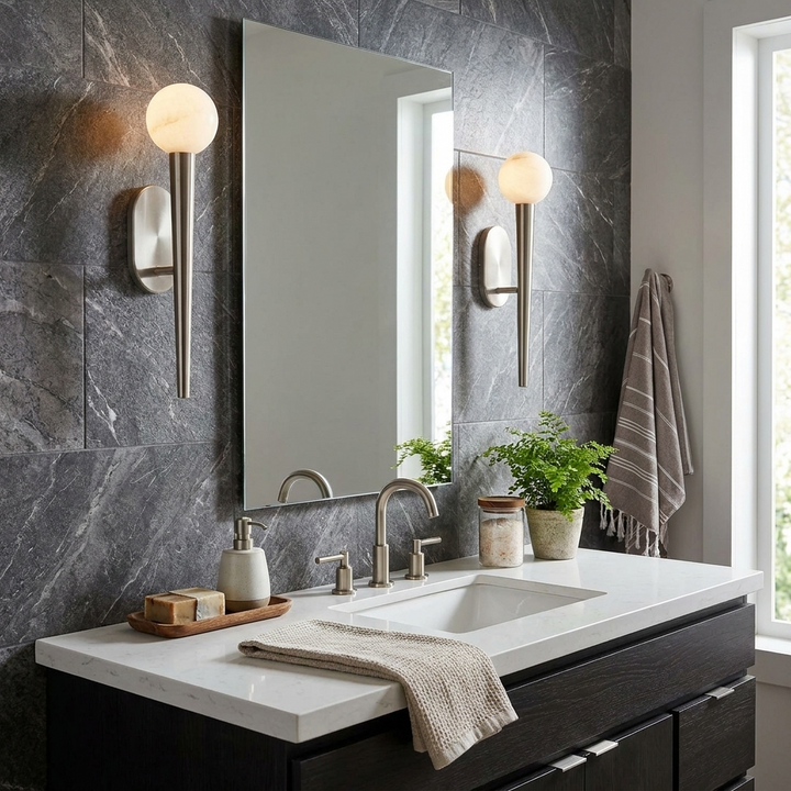 Fiorvane Alabaster Torch Wall Sconce