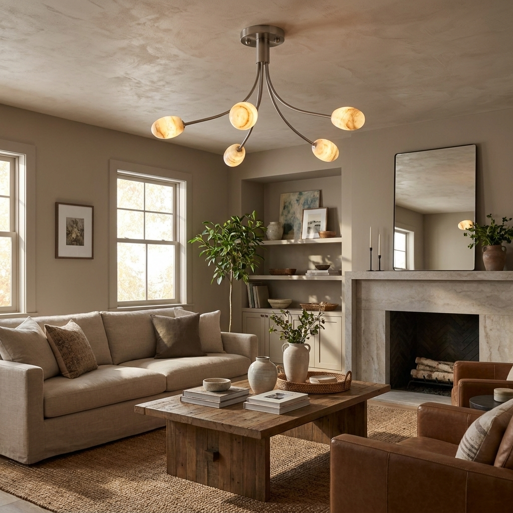 Pebrelle Alabaster Semi-Flush Ceiling Light