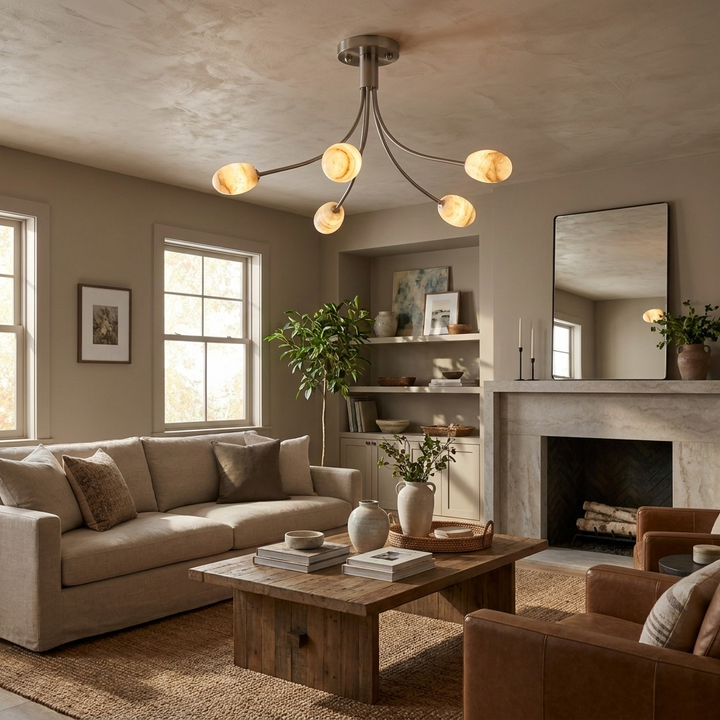 Pebrelle Alabaster Semi-Flush Ceiling Light