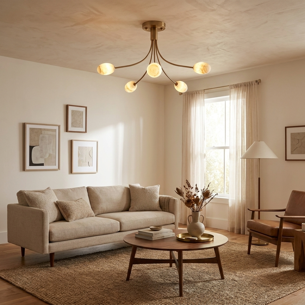 Pebrelle Alabaster Semi-Flush Ceiling Light