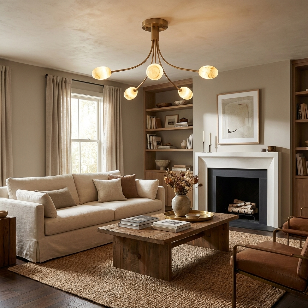 Pebrelle Alabaster Semi-Flush Ceiling Light