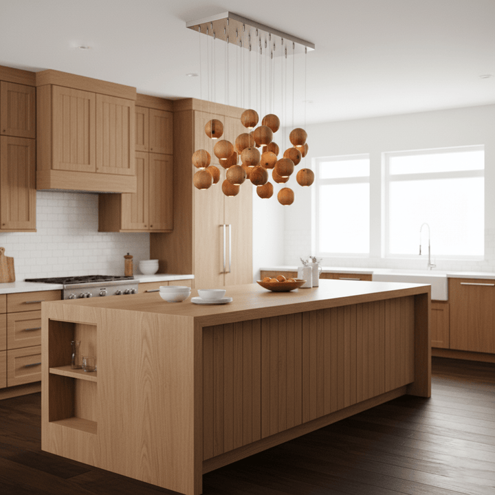 Wooden Orb Sphere Cluster Pendant Light - Vakkerlight