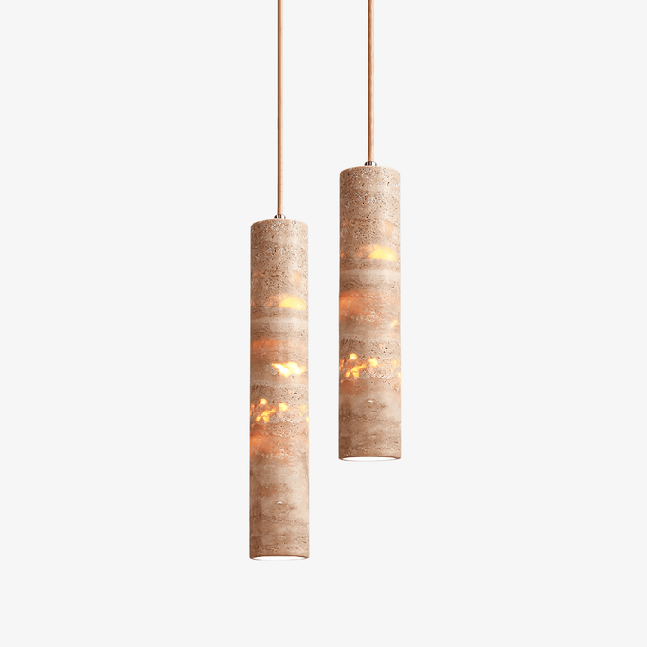 Cylindrical Travertine Pendant Light - Vakkerlight