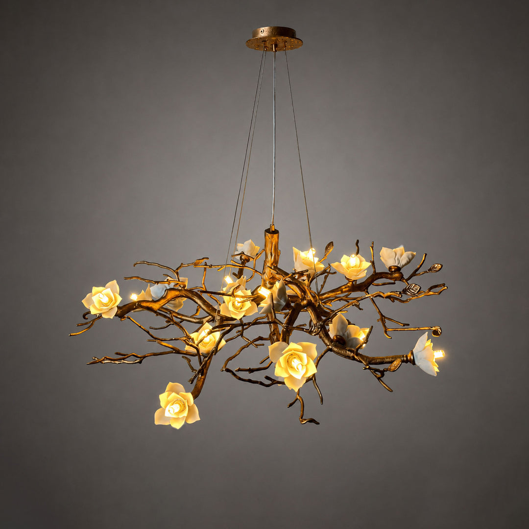 Flower Bloom Branch Brass Chandelier - Vakkerlight