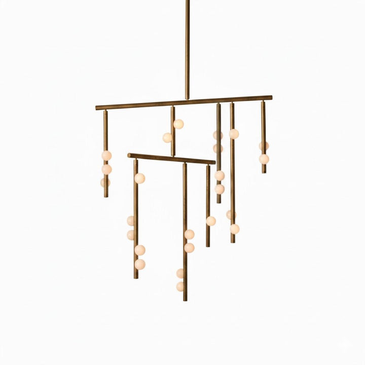 Brass Glass Drop Chandelier - Vakkerlight