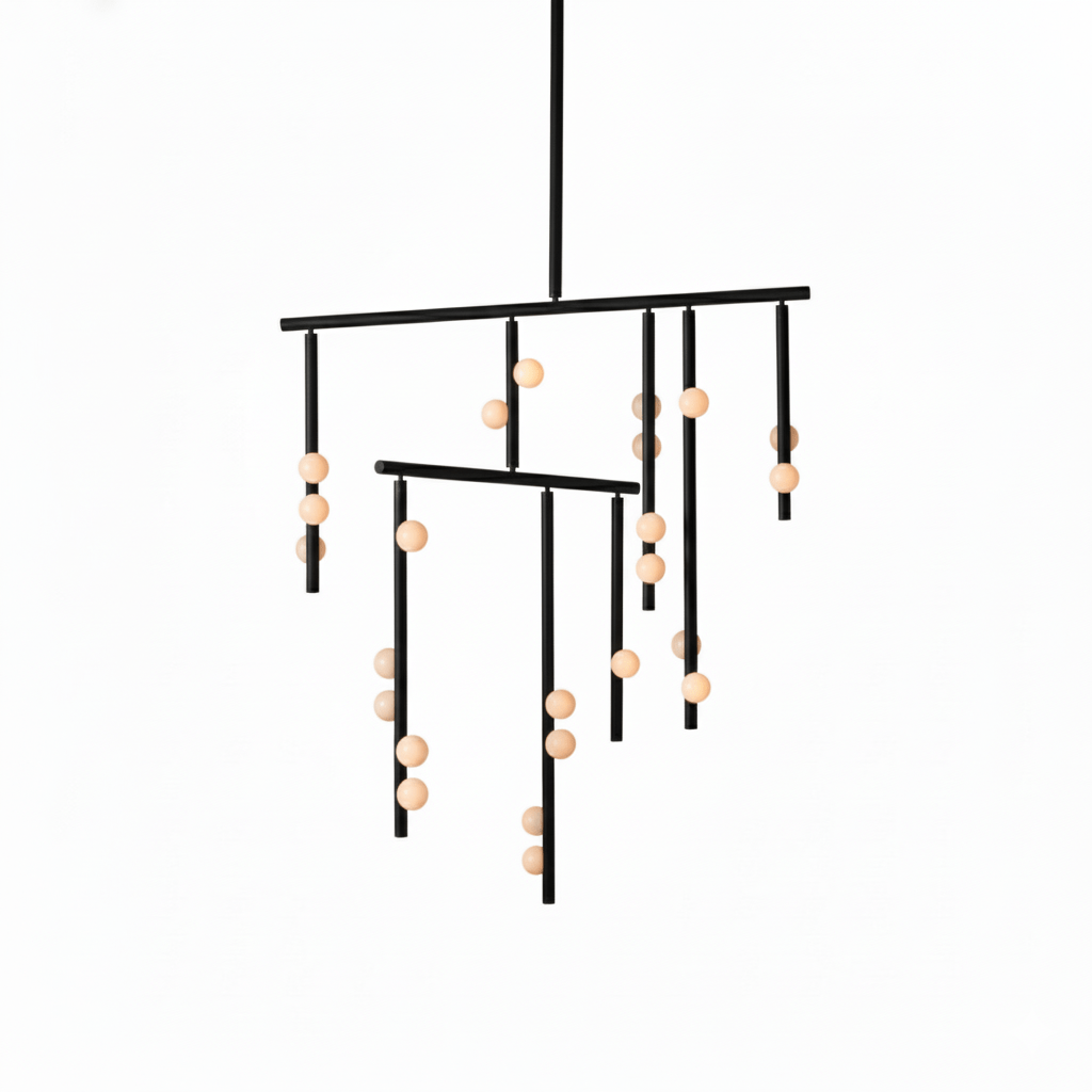 Brass Glass Drop Chandelier - Vakkerlight