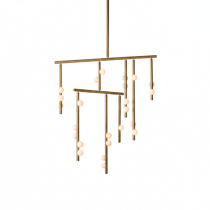Brass Glass Drop Chandelier - Vakkerlight