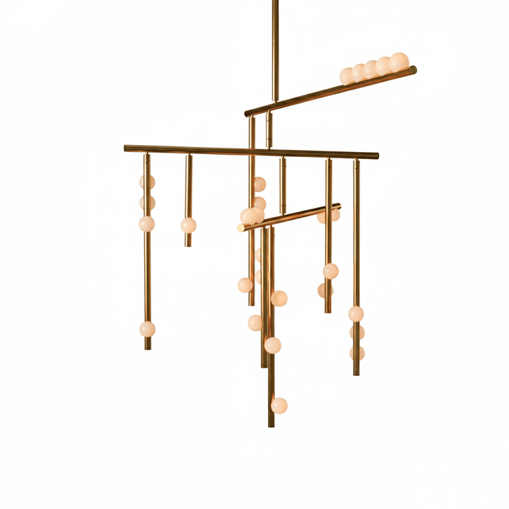 Brass Glass Drop Chandelier - Vakkerlight