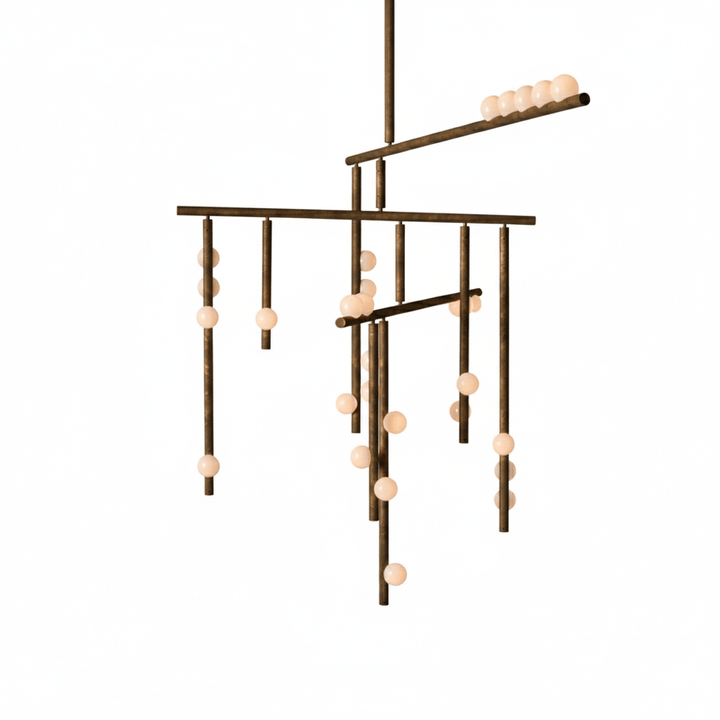 Brass Glass Drop Chandelier - Vakkerlight