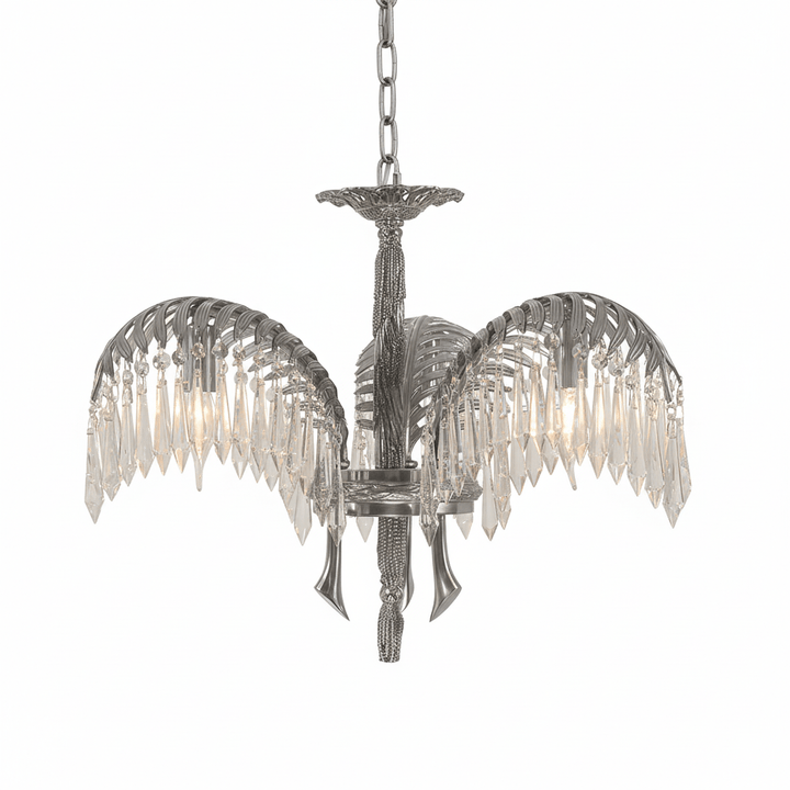 Brass Palm Leaf Crystal Chandelier - Vakkerlight